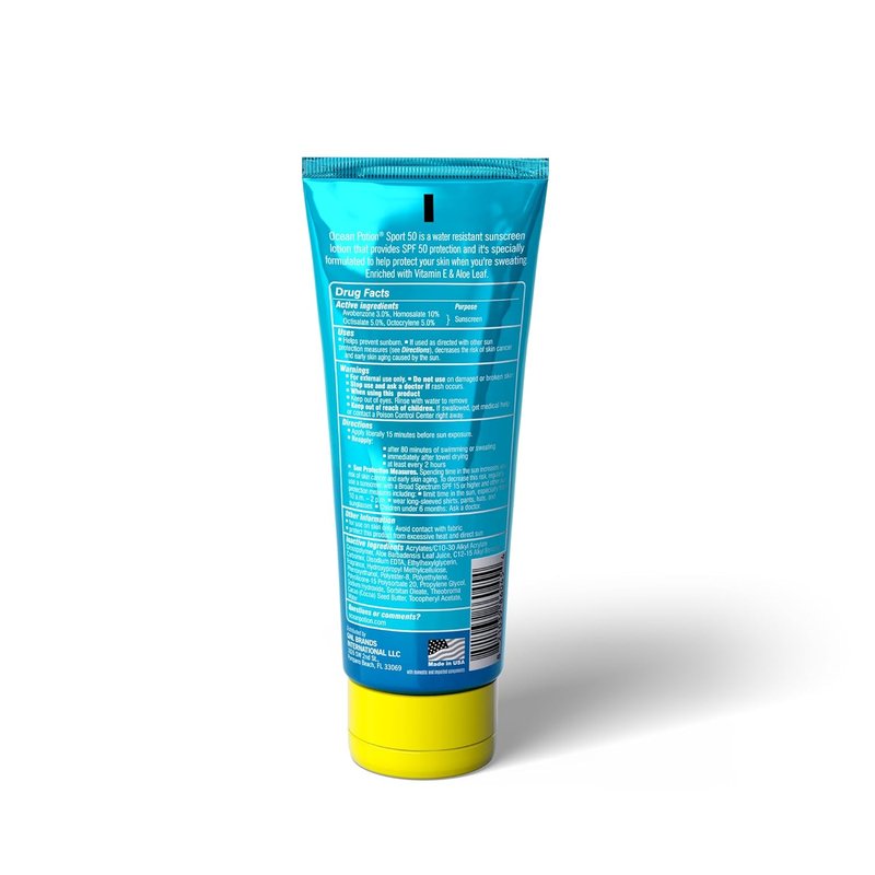 Ocean Potion Sport SPF 50 Sunscreen Lotion - Broad Spectrum UVA/UVB Protection with Aloe & Vitamin E | Travel Size 6.8 oz