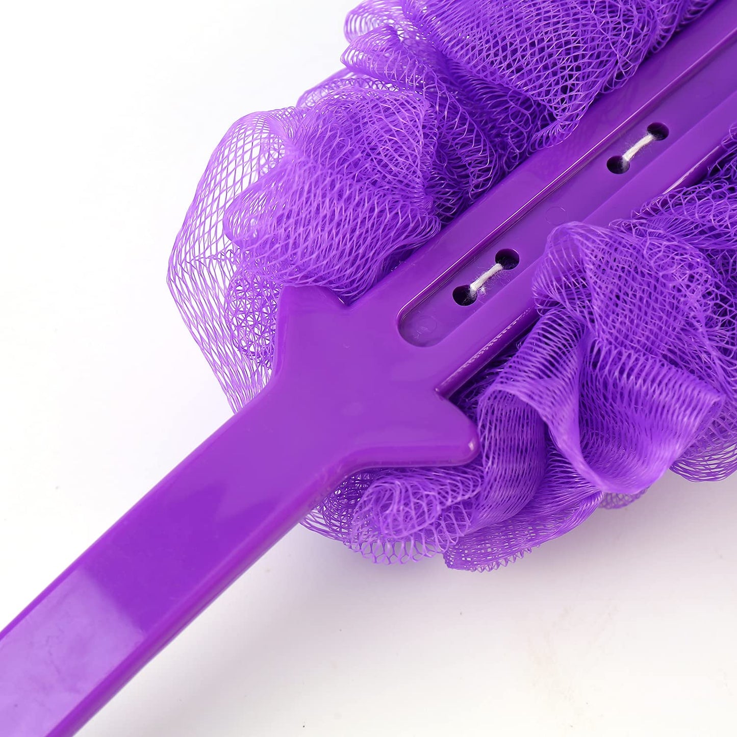 Back Scrubber Brush Long Handle for Shower, Loofah On a Stick Sponge Back Brush, Body Exfoliator Scrubber Bath Brush for Men Women, Exfoliating Cleaning Back Scrubber (2 Pack-Green+Purple)