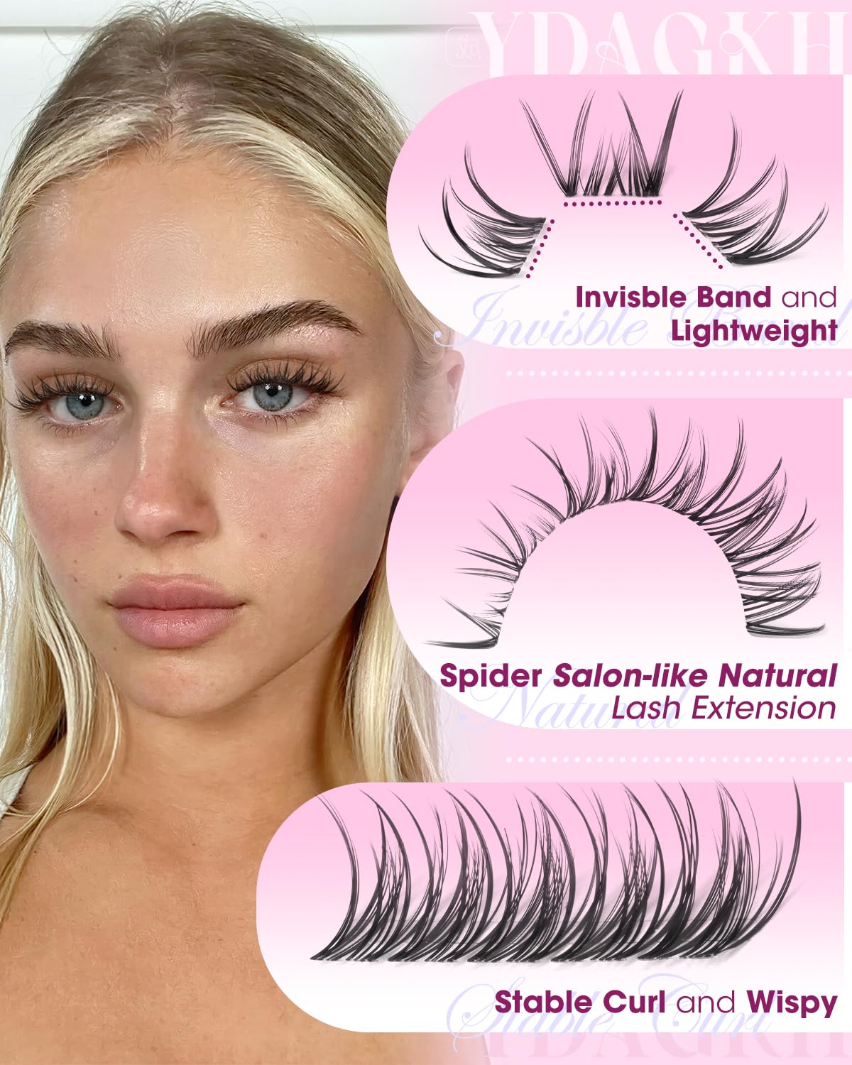 Spider Lash Clusters Breeze Ghost Lashes Vibe Wispy Lash Extension Short Eyelash Clusters 10-14mm Natural Individual Lashes with Clear Band CC Curly DIY Salon Cluster Eyelash Extensions