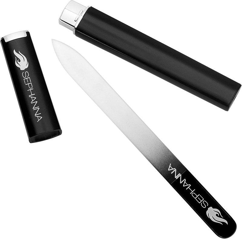 Sephanna Glass Nail File - Ultra Quality Portable Crystal File with Case for Smooth Mani & Pedicure