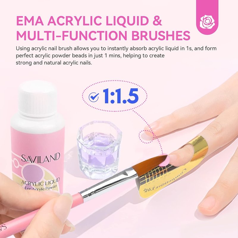 SAVILAND Acrylic Nail Kit - Professional UV Light & Drill with Clear, Pink, Red, and Black Gel Polish