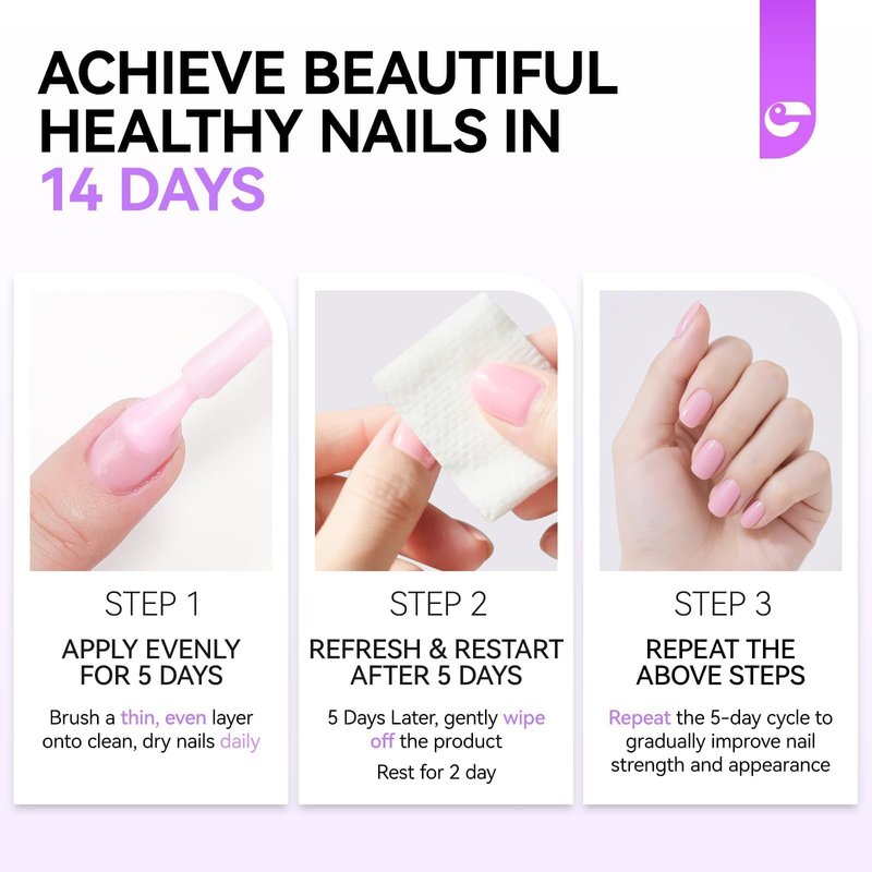 Gelike EC Nail Growth Strengthener for Woman: Nude Blush 6 in 1 Natural Nail Hardener Extra Strong and Growth - Nail Polish Hardener for Weak and Damaged Nails