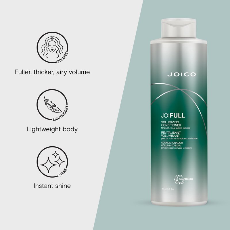 Joico JoiFULL Volumizing Conditioner | For Fine, Thin Hair | Add Instant Body | Long-Lasting Fullness | For Thicker Bouncier Hair | Boost Shine | With Lotus Flower & Bamboo Extract | 33.8 Fl Oz