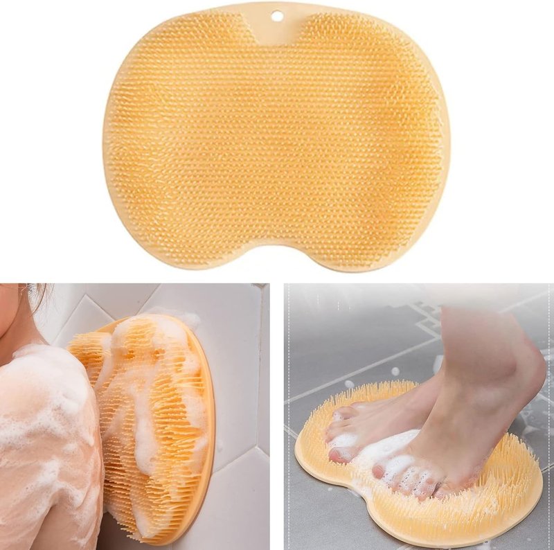 Hfpengzan Shower Foot Scrubber Mat Back Washer Wall Mounted Bath Pad, Non-Slip Suction Cup Shower Foot Scrubber, Body Back Washer Mat for Men Women Daily Skin Cleansing