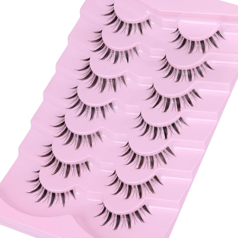 EYDEVRO False Eyelashes - Wispy Manga Lashes for Natural Anime Look | 7 Pairs of Spiky Cosplay Lashes