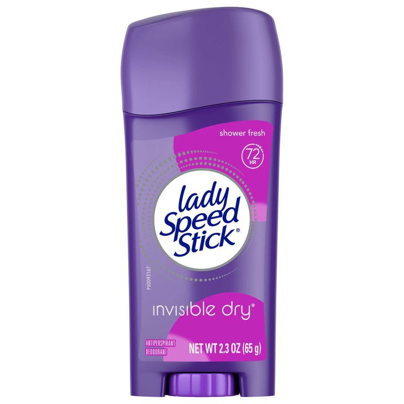 Lady Speed Stick Antiperspirant Deodorant for Women, 72 HR Sweat & Odor Protection, Invisible Dry, Shower Fresh Scent, 2.3 oz Stick (4 Pack)