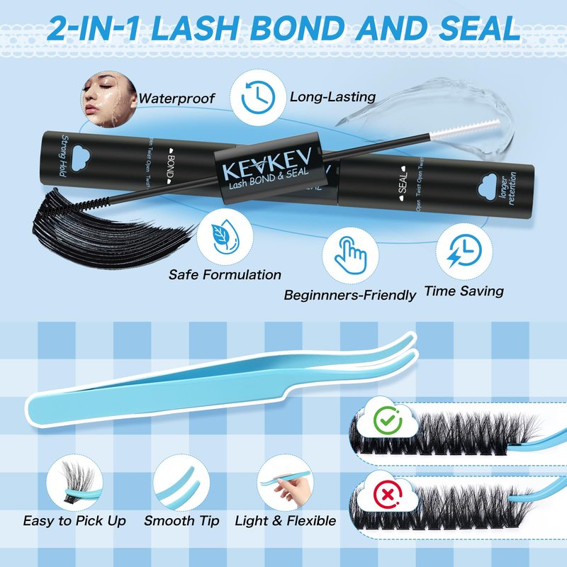 Lash Extension Kit 280pcs Volume Lash Clusters 100D+200D Lash Clusters Kit 10-18mm Individual Lashes Kit With Lash Bond And Seal，Lash Tweezers Thick Lash Extension Kit DIY At Home(0.05D,100D+200D)