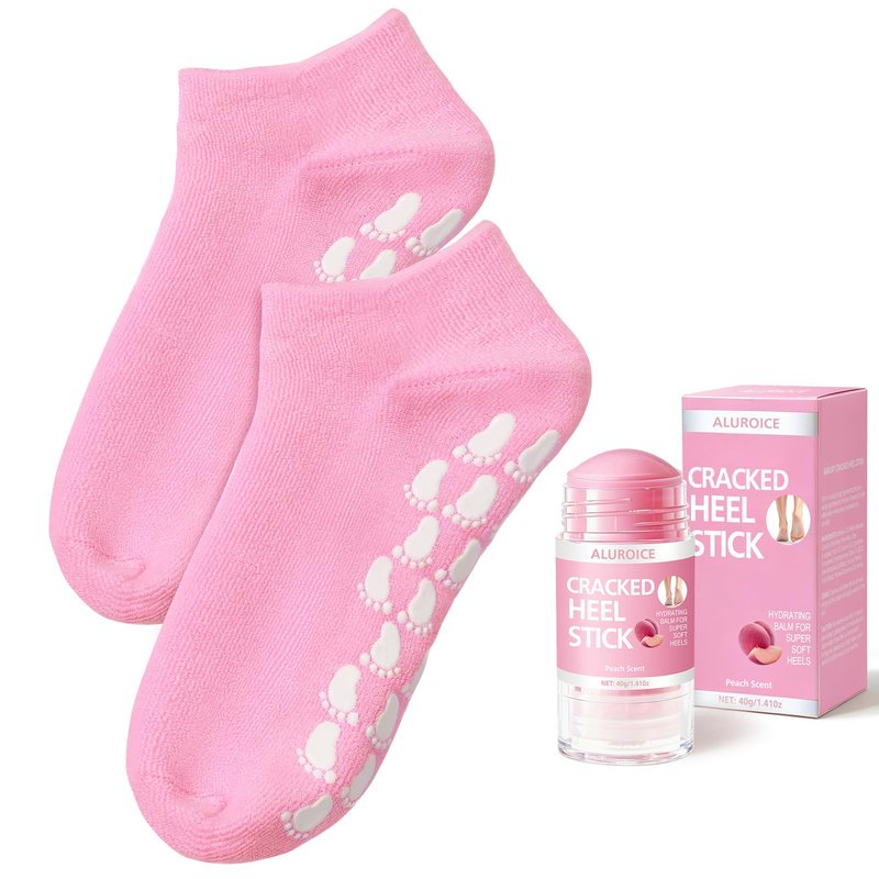 Silicone Moisturizing Socks with Foot Cream- 2 in 1 Gel Socks & Foot Cream for Dry Feet, Foot Care Moisturizing Socks for Dry Cracked Feet Women