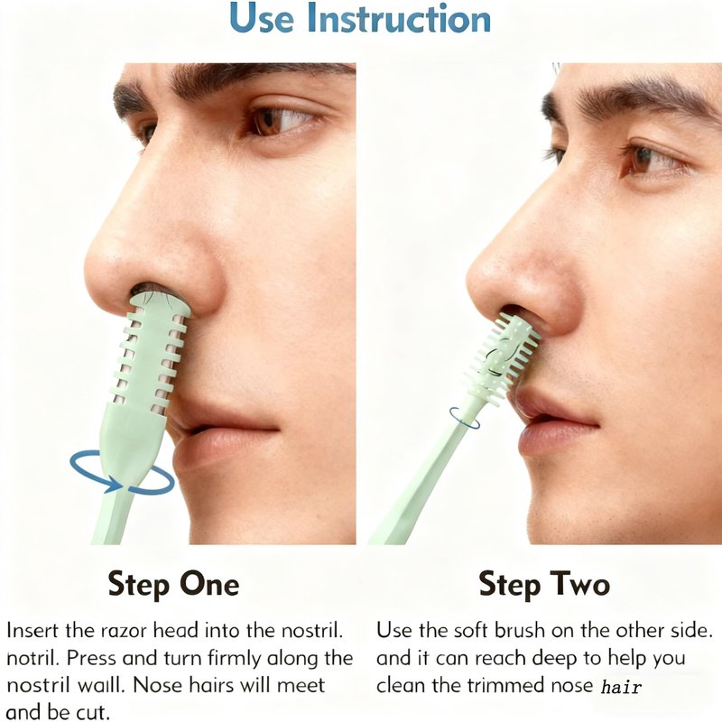 GGleerite 5-Pcs Nose Hair Trimmer 2-in-1, 2026 New Double-Sided 360° Rotating Manual Nasal Hair Cutter, Portable Nose Trimmer for Men & Women, Reusable Easy-to-Clean Hair Remover