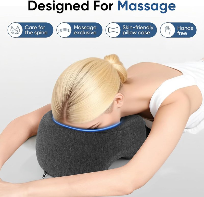 Adjustable Memory Foam Pillow - Face Down Stomach Sleep Headrest with Massage Cushion | Dark Gray, Medium