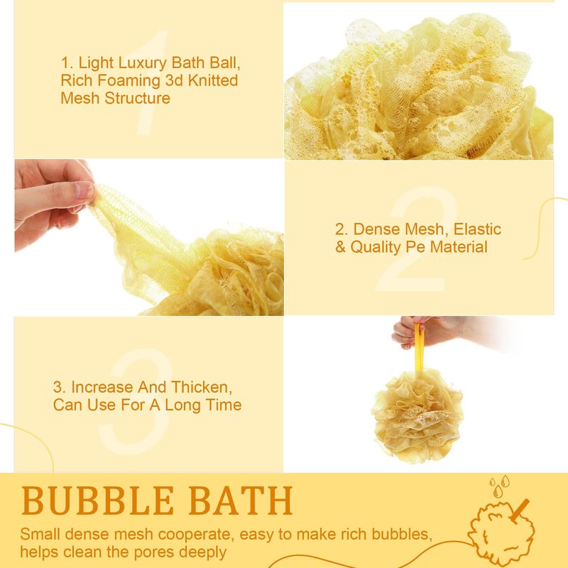 FuWeave 12 Pcs Christmas Bath Loofah Sponge Red Green Loofah Exfoliating Body Scrubber Shower Sponge 50g Mesh Shower Pouf Balls Gift Set for Women Men Bathing Accessories(Gold)
