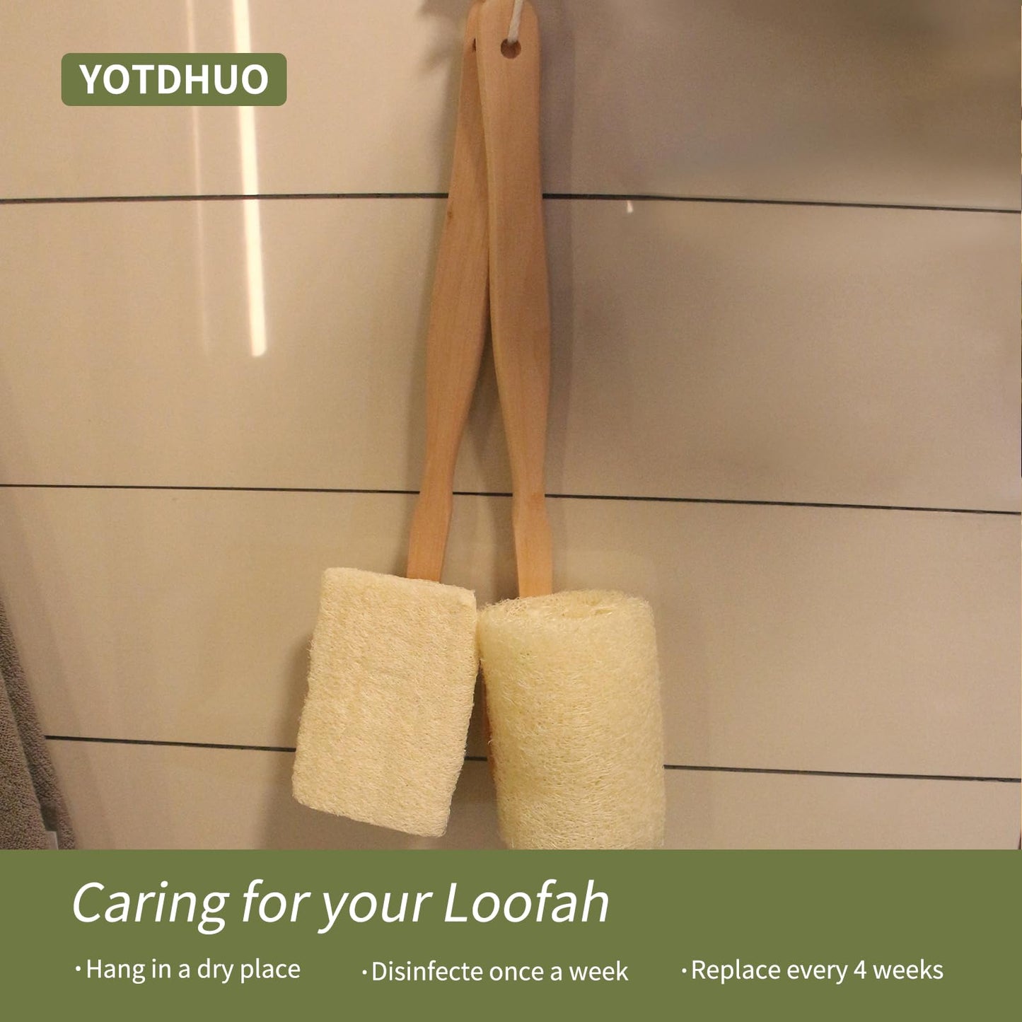 Natural Loofah with Handle,Back Scrubber for Shower Exfoliating Luffa On a Stick (1Pack) (Brush)