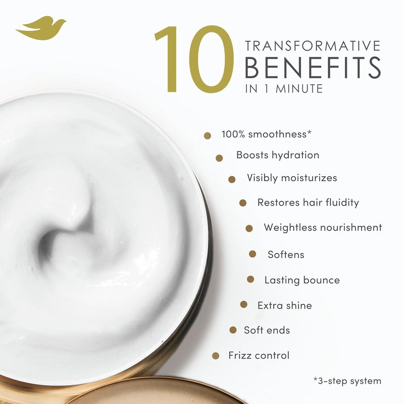 Dove Hair Hyaluronic Moisture for Dry Hair 10-in-1 Hydrating Hair Mask with Bio-Protein Care Technology and Hyaluronic Serum 9.2 Fl Oz