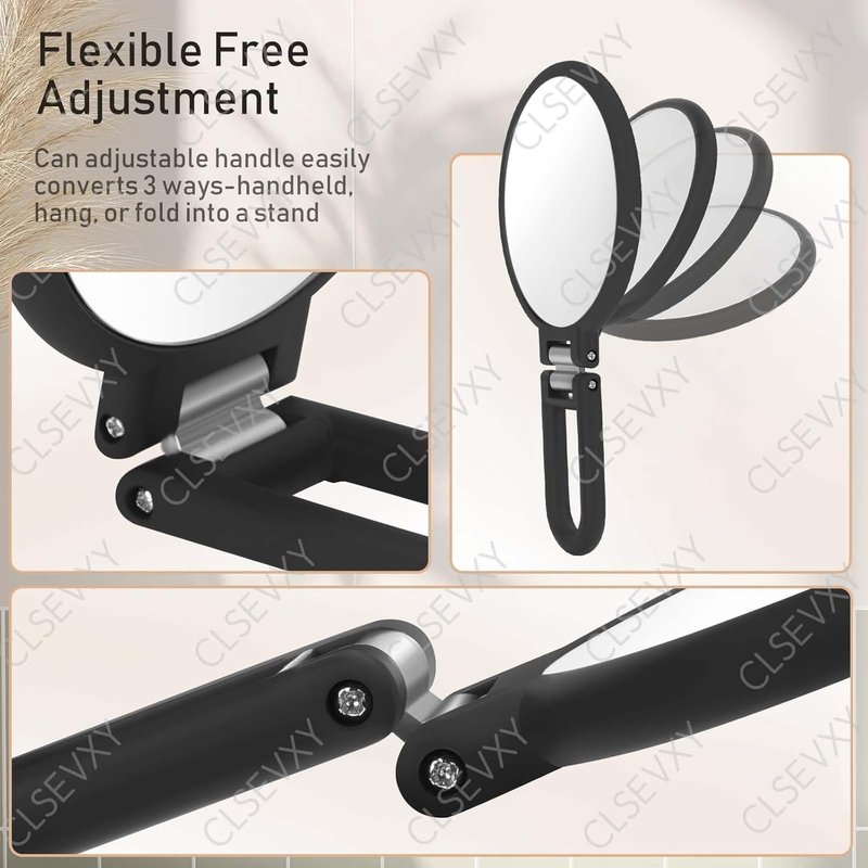 CLSEVXY Double-Sided Handheld Magnifying Mirror - 1X & 15X Magnification | Travel-Friendly & 360° Rotating Design