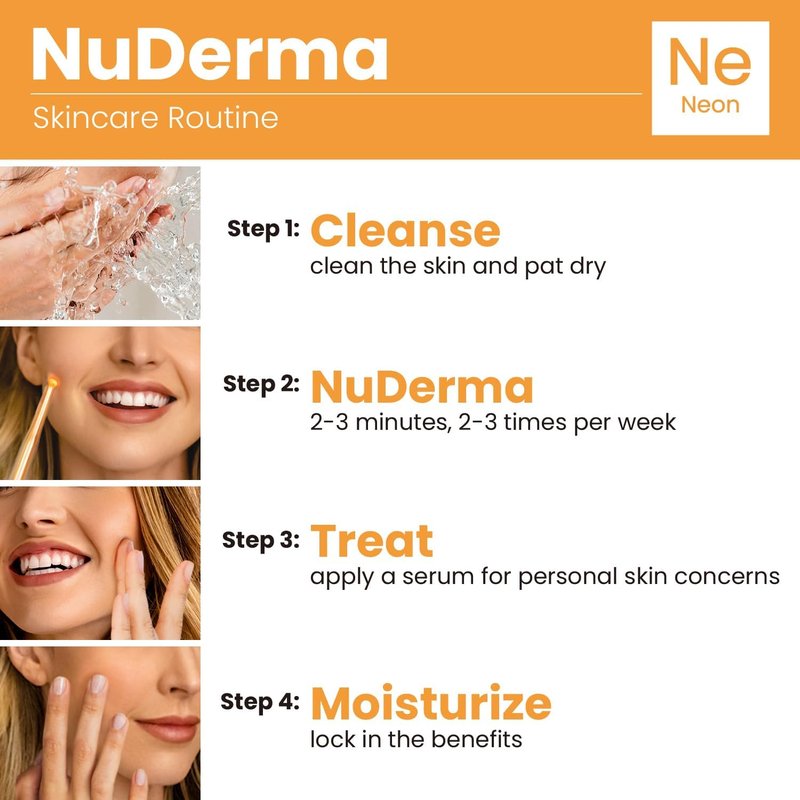NuDerma Handheld Skin Therapy Wand - Anti-Aging, Skin Tightening & Wrinkle Reduction | Neon