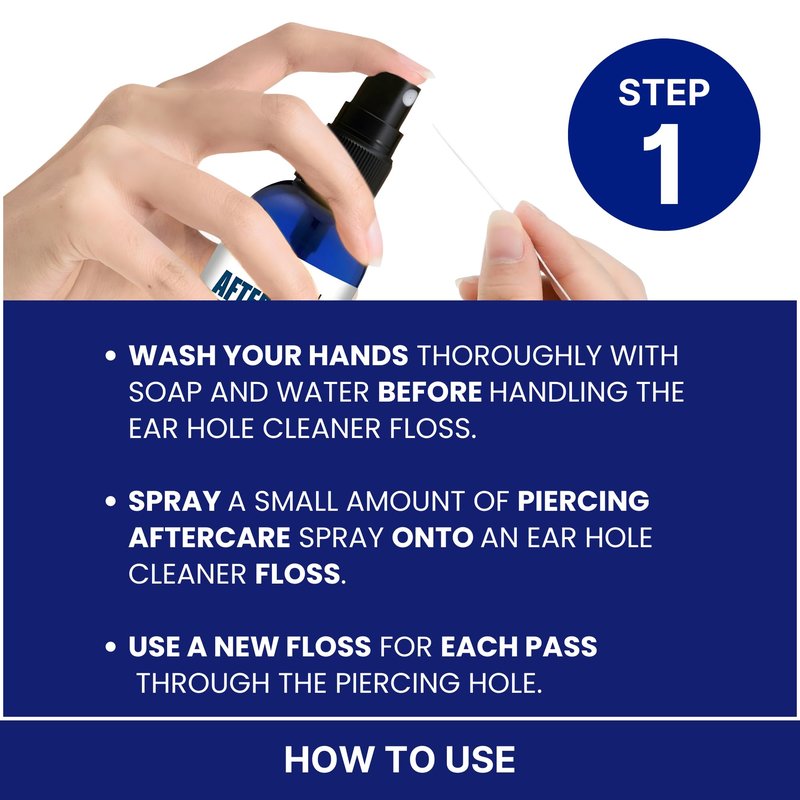 BodyJ4You Piercing Aftercare Spray Keloid Bump Removal Piercing Hole Cleaner - Earring Hole Cleaner Piercing Floss Ear Hole Cleaner - Natural Saline Wound Wash - Pierced Ears Nose Cleaning Kit