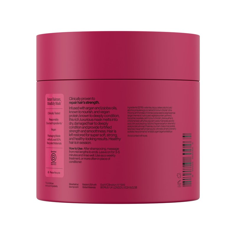 Eva NYC Therapy Session Deep Conditioning Hair Mask with Vegan Protein, Jojoba Oil + Argan Oil - Hydrate, Soften + Repair Hair Strength - Sulfate Free - Warm Vanilla Scent - 13.5 fl oz