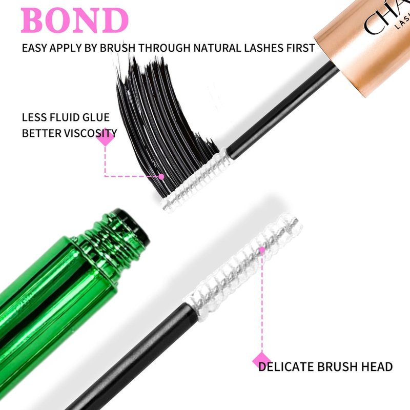 Charmily Lash Cluster Glue, Bond and Seal for Eyelash Clusters, 5ml+5ml, Waterproof, 2-in-1 Home Use, Strong Hold for 72H