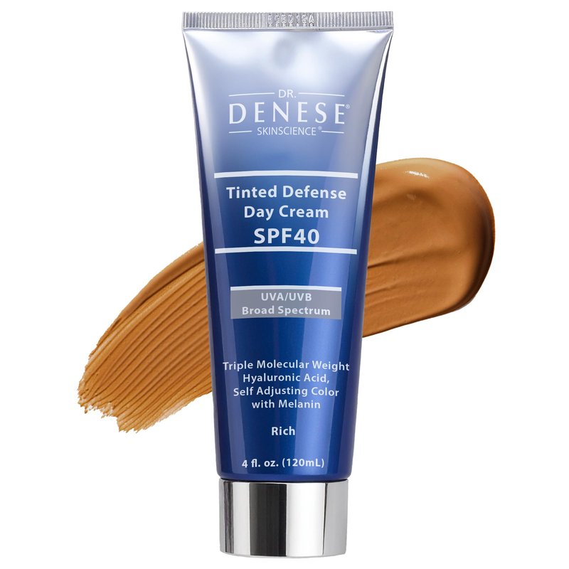 Dr. Denese SPF 40 Defense Day Cream (Rich) 4 oz – Tinted Moisturizer and Daily Sunscreen for Radiant Hydrated Skin – BB Cream with Antioxidants for Smooth Even Tone – Broad Spectrum SPF Protection