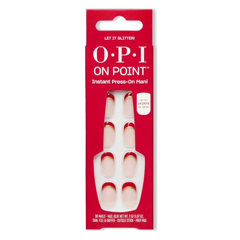 OPI Press On Nails - Short Round & Squoval Nail Art | 30 Count with Glue - Long Lasting & Reusable