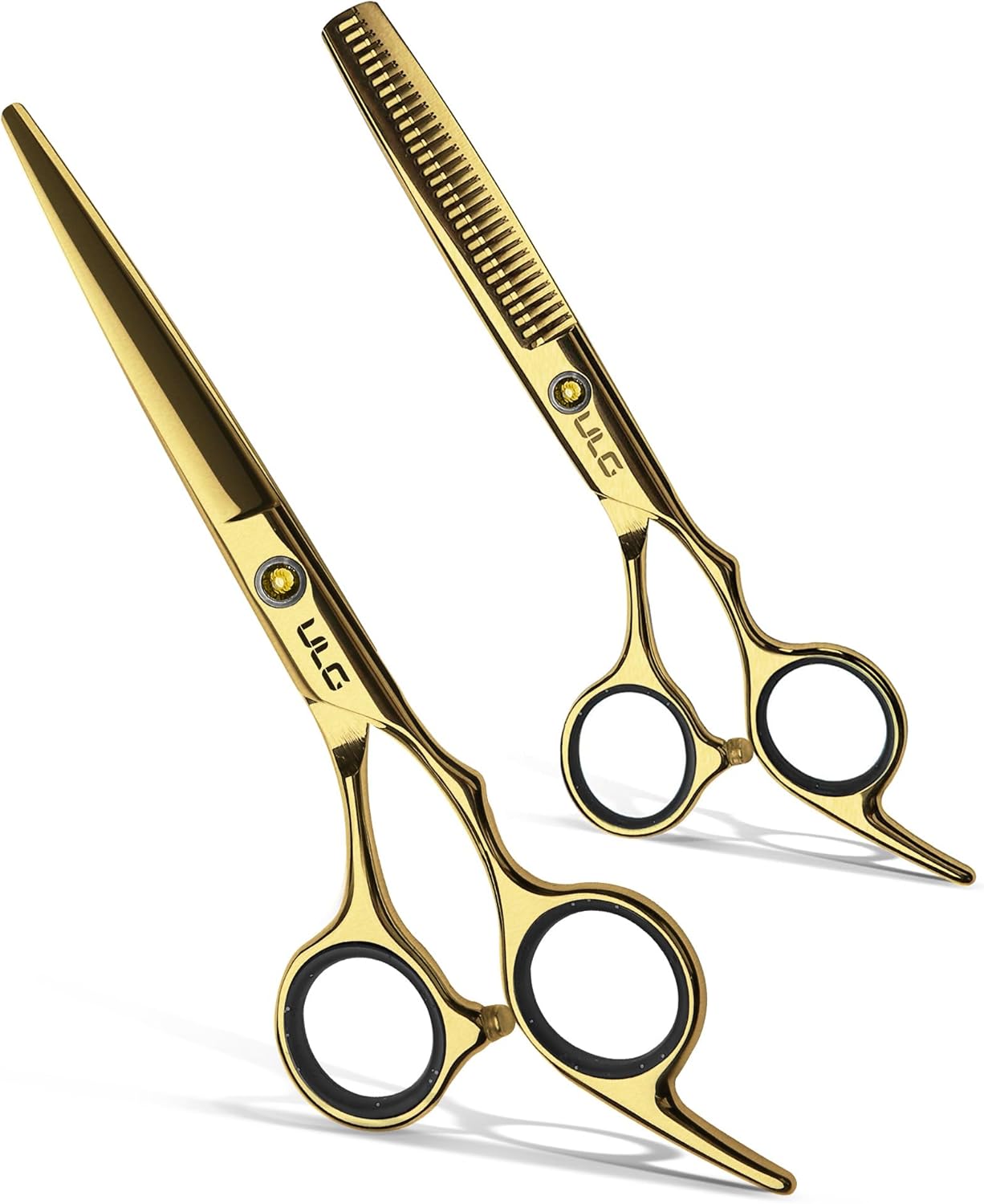 ULG Professional Hair Cutting Scissors Kit - Japanese Stainless Steel Thinning Shears | 6.5 Inch Gold Finish