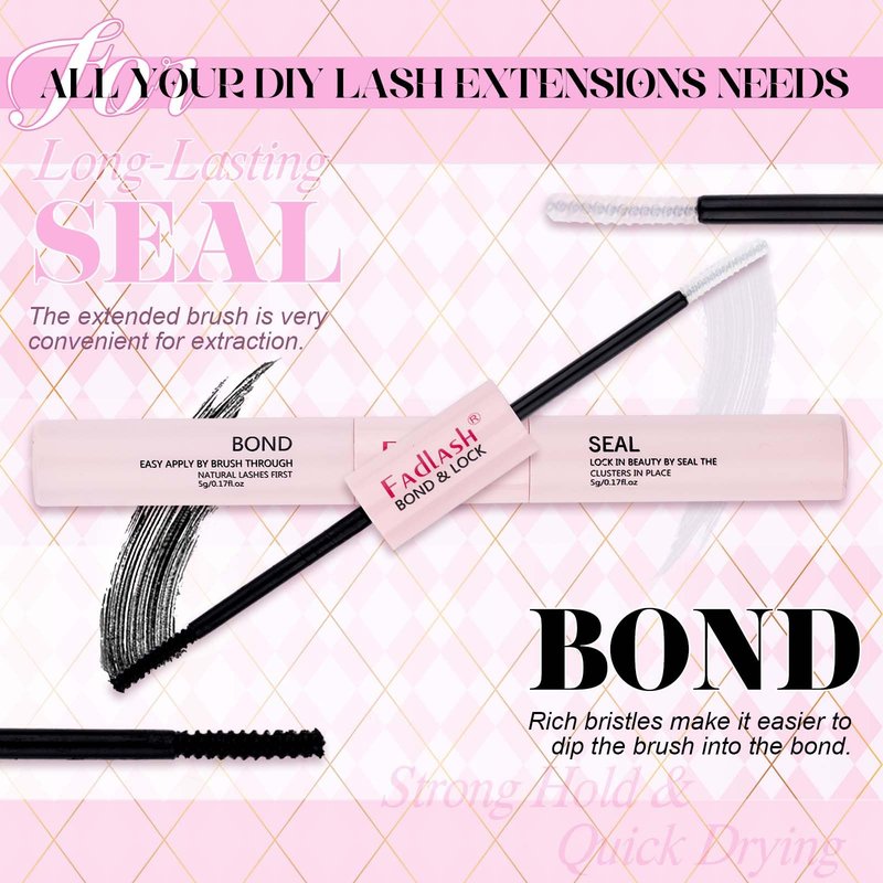 FADLASH Lash Clusters Kit 280PCS Natural Eyelash Clusters Individual D Curl Cluster Eyelash Extensions 8-16mm with Lash Bond and Seal Lash Tweezer for Beginners Soft Thin Band (40D-0.07D-8-16mm KIT)