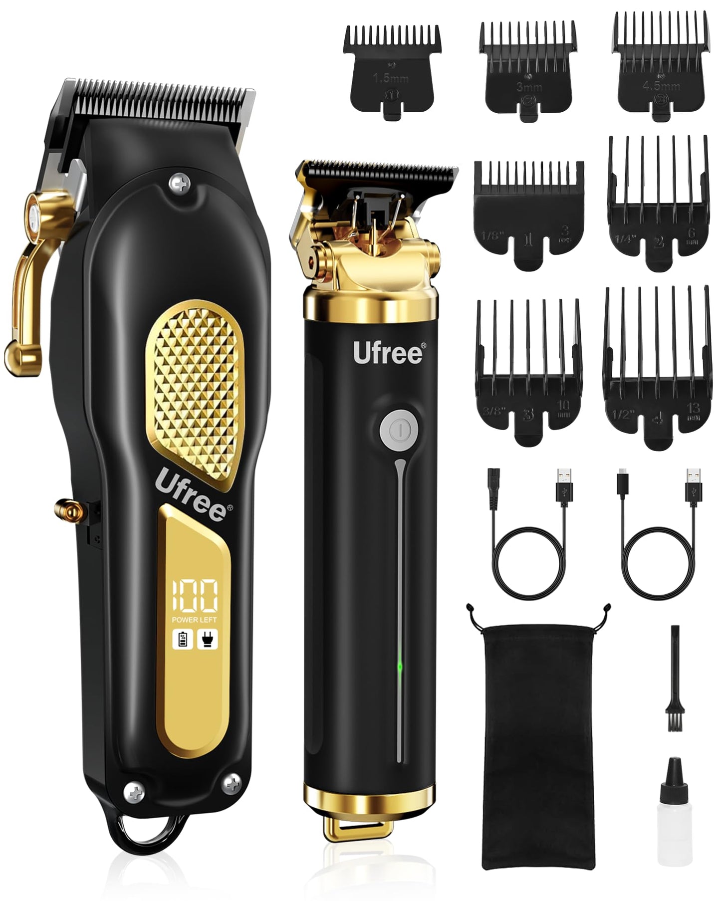 Ufree Hair Clippers for Men, Clippers and Trimmers Set, Cordless Barber Clippers, Grooming Kit, Gifts for Men