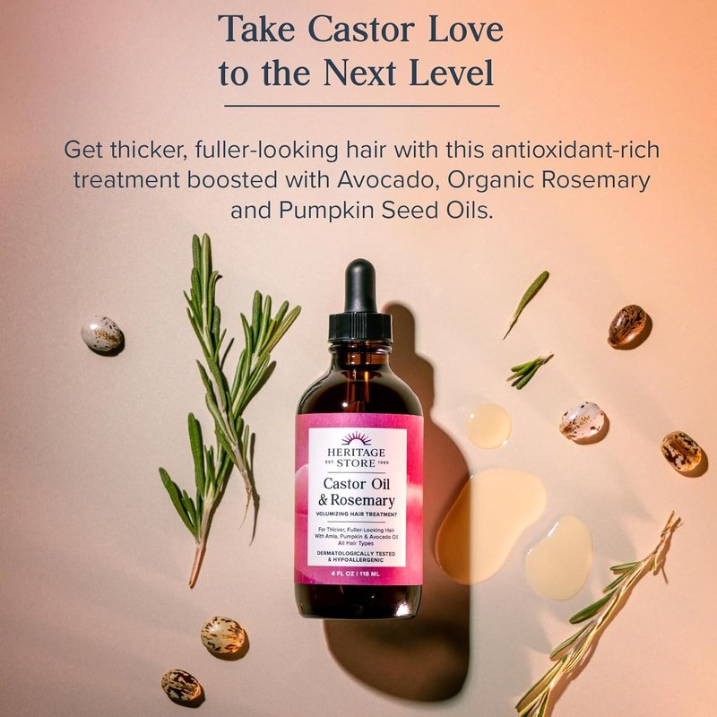 Castor Oil & Rosemary Volumizing Hair Treatment - Organic Ingredients for Fullness & Shine | 4oz