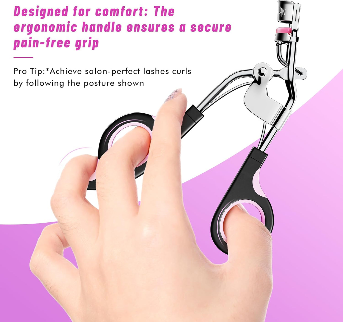 Whalrace Eyelash Curler - Superior Curling Effect with 6 Extra Replacement Strips | Easy Grip Design