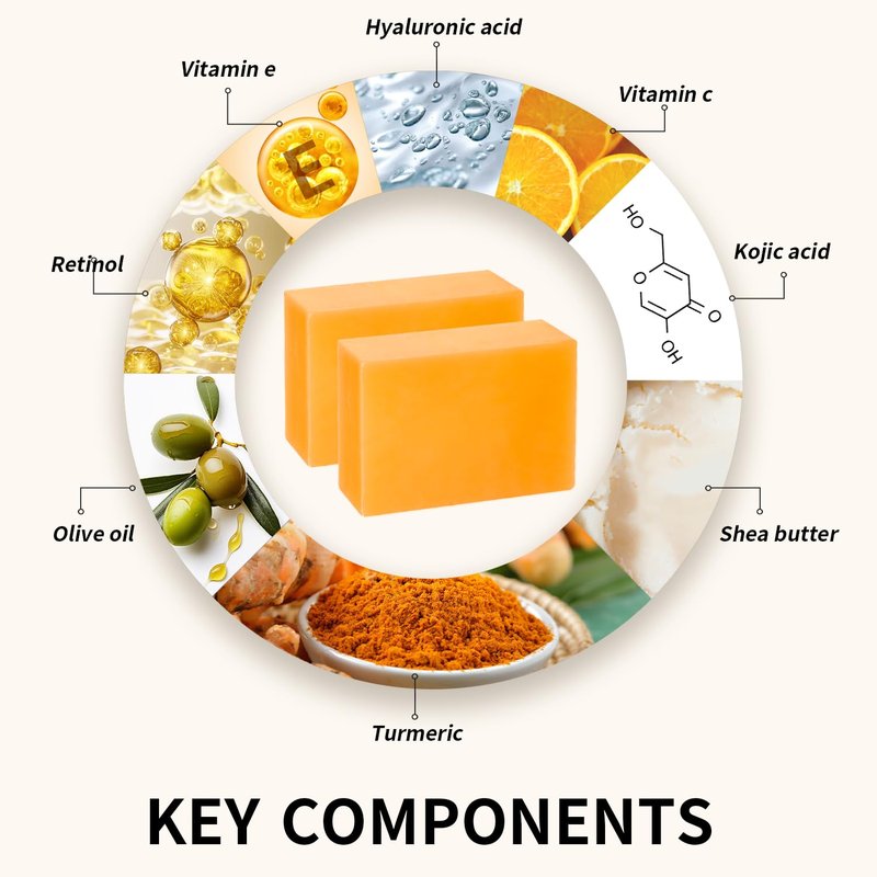 ceedoo Kojic Acid Soap for Dark Spot Remover Bars with Turmeric, Vitamin C, Retinol, Collagen with Hyaluronic Acid, Vitamin E, Shea Butter, Castile Olive Oil - 3.52 OZ x 2 Bars with Soap Holder & Bag