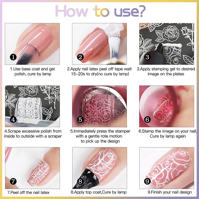Biutee Nail Stamping Plates Set - 15PCS Nail Art Kit with Stamper, Scraper & Storage Bag | Floral & Holiday Designs