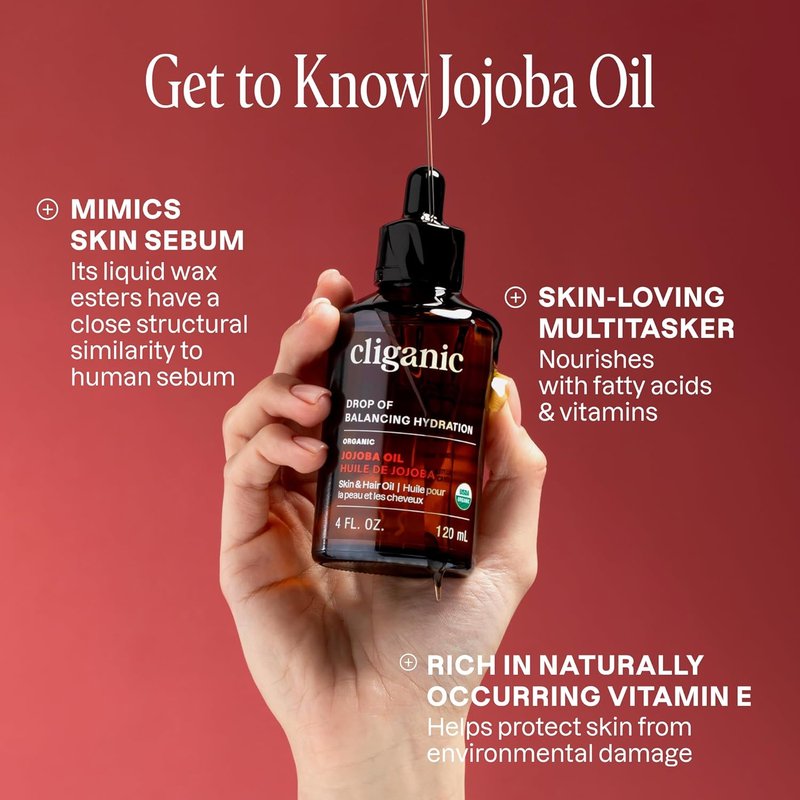 Organic Jojoba Oil - 100% Pure Cold Pressed Moisturizer for Face, Hair, Skin & Nails | 4oz