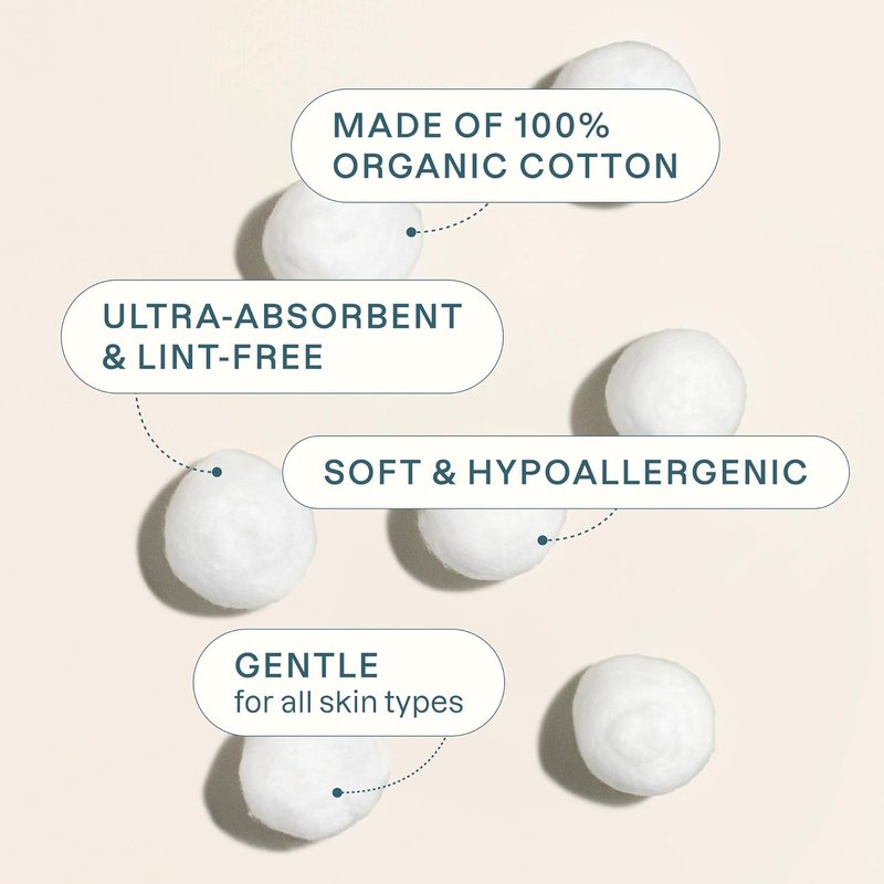 Cliganic Organic Super Jumbo Cotton Balls - Hypoallergenic, Absorbent, 100% Pure | 100 Count