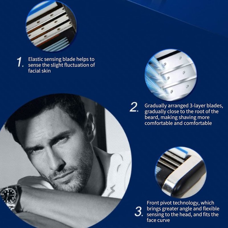 Gbbazu Razor Blades for Men, Mens Blade Refills, Manual Men's Refills Razors Precision Cut Blades, Professional with Dual Lubrication, Designed An Extra Close Shave (28Pcs)