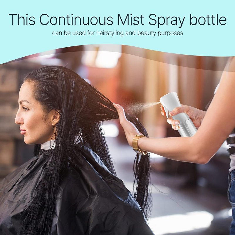 BeautifyBeauties Spray Bottle For Hair – Continuous Mister Spray Bottle for Hairstyling (White, 10.1 Ounces)
