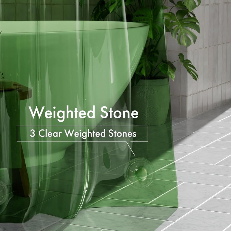 AmazerBath 100% EVA Shower Curtain Liner - Heavy Duty 2-in-1 Design | Mint Green & Pine Green, 72 x 72 Inches