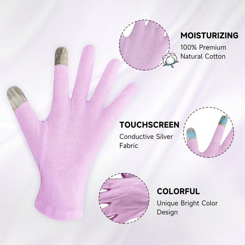 HandLove Premium 100% Cotton Gloves | Moisturizing Gloves for Dry Hands | Overnight Sleeping & Eczema | Touchscreen Friendly | Baby Pink, 2Pairs