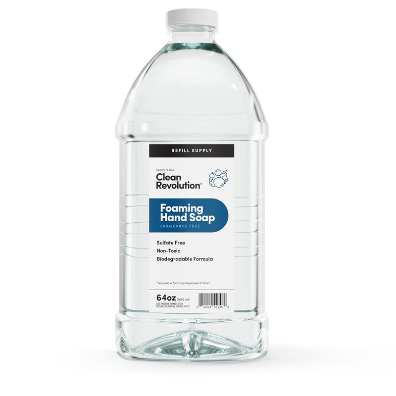 Clean Revolution Foaming Hand Soap Refill - Fragrance-Free, Ready-to-Use Formula, 64 Fl Oz