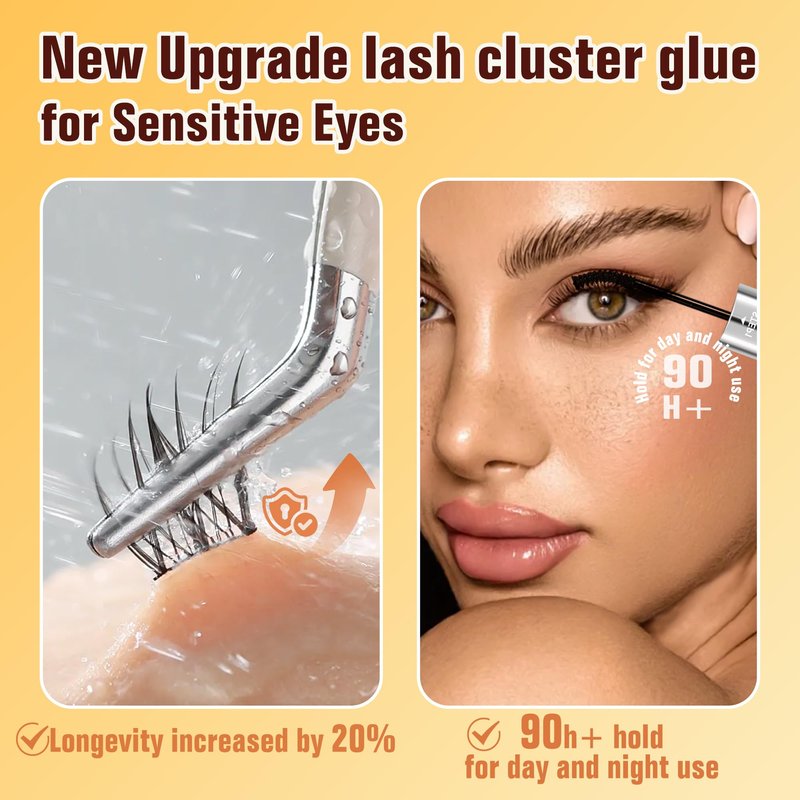 LANKIZ New Hypoallergenic 90H Max Long Lasting Hold Lash Bond and Seal, Sensitive Lash Cluster Glue for Individual Lashes & Clusters, Latex-Free & Non-Irritating Cluster Lash Glue for DIY at Home