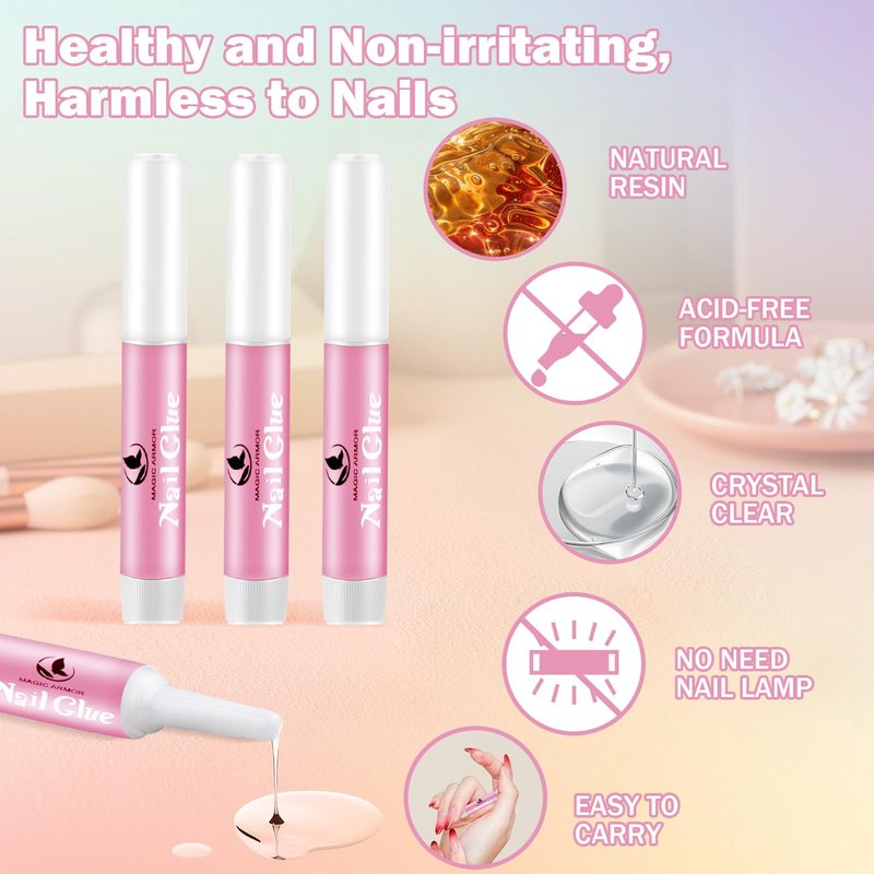 15PCS Nail Glue for Acrylic Nails, Professional Nail Tip Glue for Fake Nails Broken Nails Adhesive Super Bond for Press on Nails Glues Adhesive for Fake Nails Tips Glues