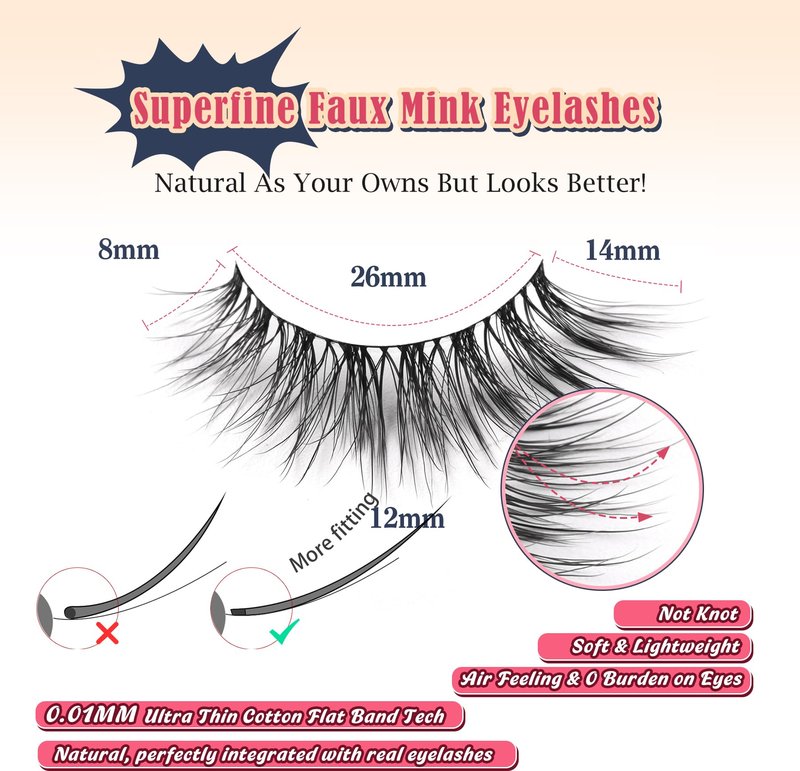 Siligli Lashes Natural Look Lash Strip False Eyelashes 7 Pairs