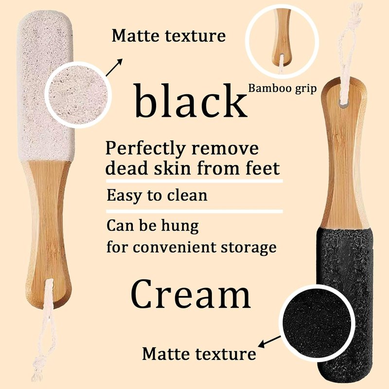 Professional Pedicure Foot File & Pumice Stone Set - Callus Remover with Wooden Handle for Smooth Feet | 2-Pack