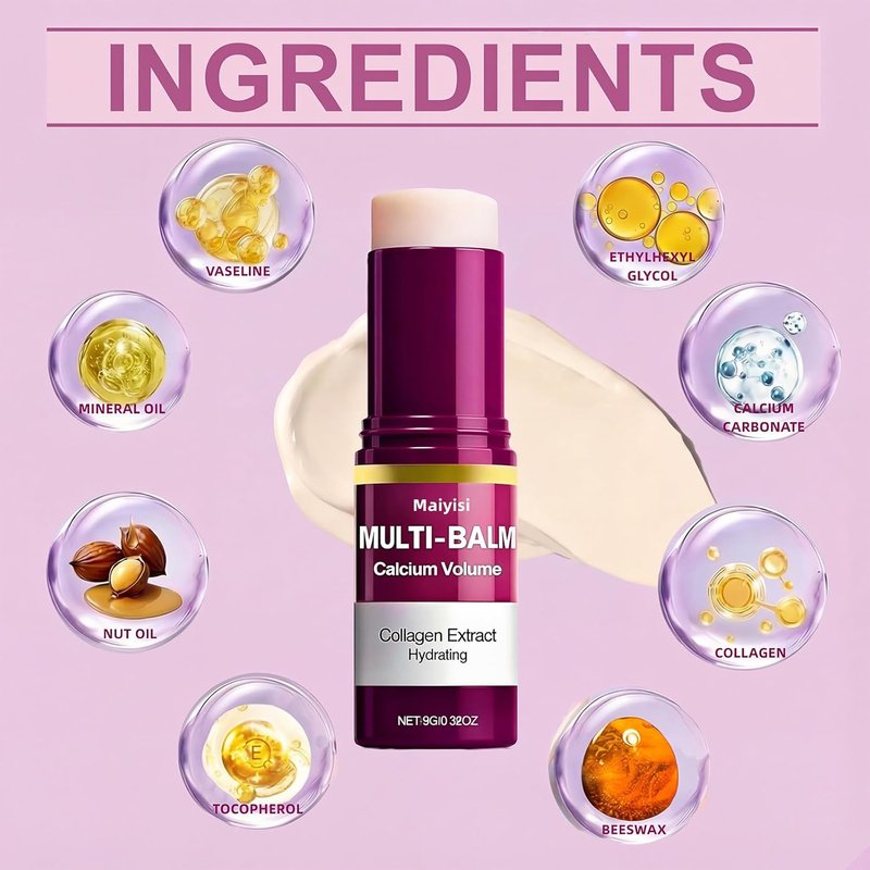 Calcium Volume Multi Balm Stick - Anti-Wrinkle Hydrating Treatment for Face, Eyes, Lips & Neck | Firming & Nourishing Balm