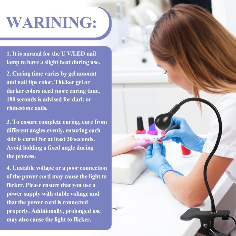 SAVILAND UV Nail Lamp: Gooseneck LED Nail Flash Cure Lamp for Nails lampara uv/led para uñas de gel with Securing Clip LED Flash Cure Light Manicure Home DIY UV Light for Gel Polish Nail Lamp
