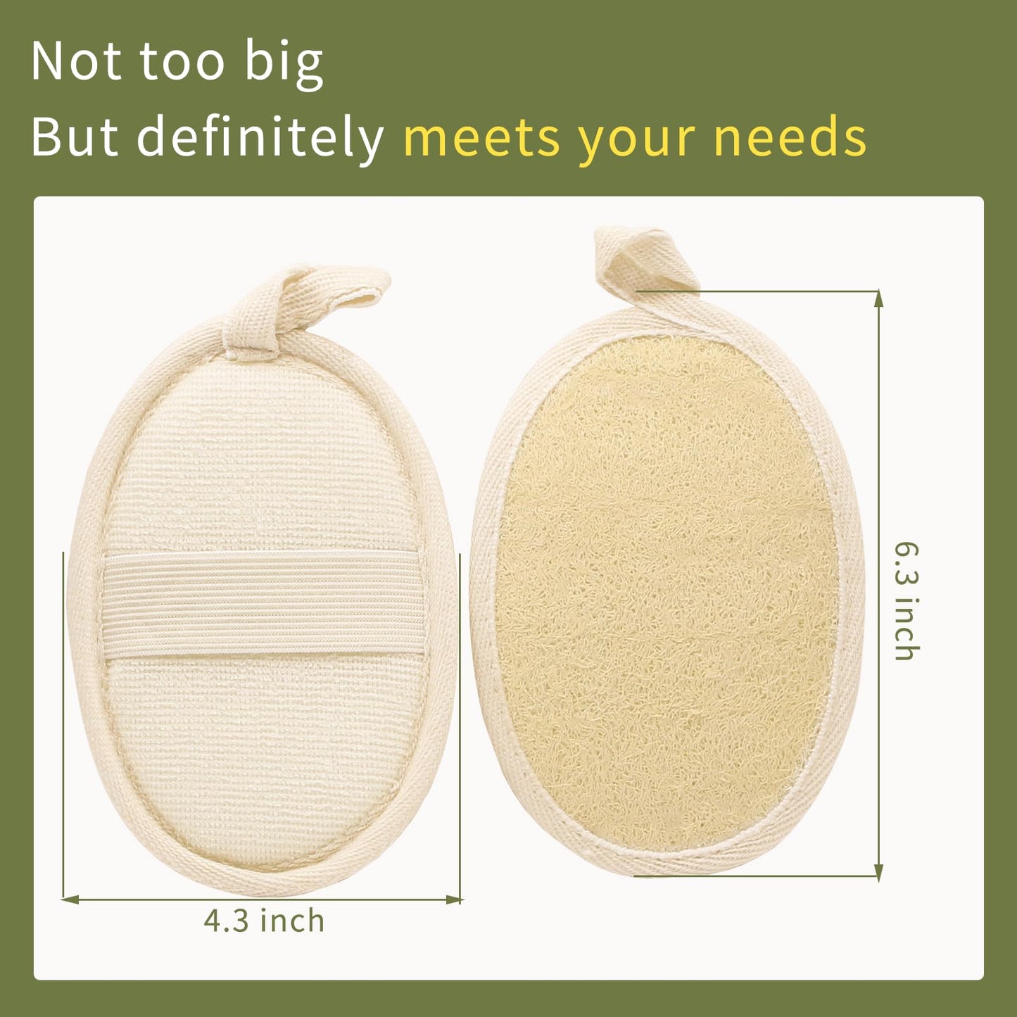 Natural Loofah Exfoliating Body Scrubber(2Pack),Made from Organic Bath Luffa for Women and Men