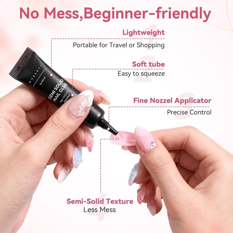 Makartt Press On Nail Glue - Strong Hold, HEMA-Free Formula | 20 Seconds Air Dry, Easy Application for Beginners