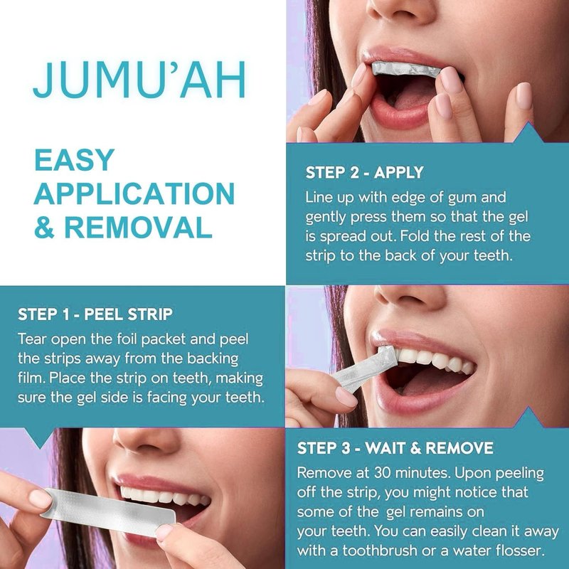 Jumu’ah Teeth Whitening Strips - 7 Treatments - 14 Strips - Enamel Safe - Certified Non-Toxic Teeth Whitening | Whitens Without Sensitivity, Coconut & Mint Flavor
