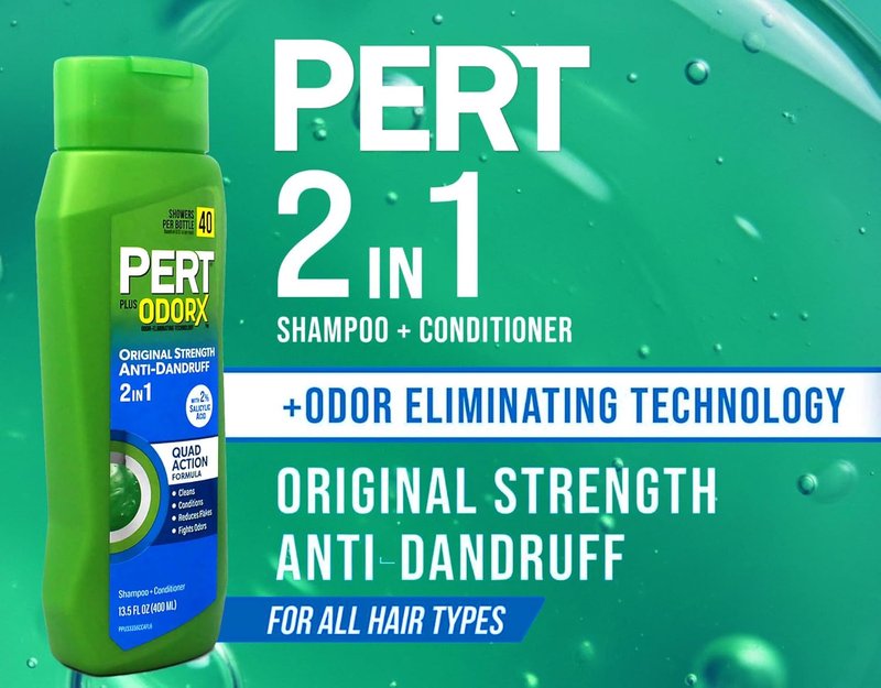 Pert Anti-Dandruff 2 in 1 Shampoo & Conditioner - Advanced Formula with 2% Salicylic Acid & Zinc - 13.5 oz