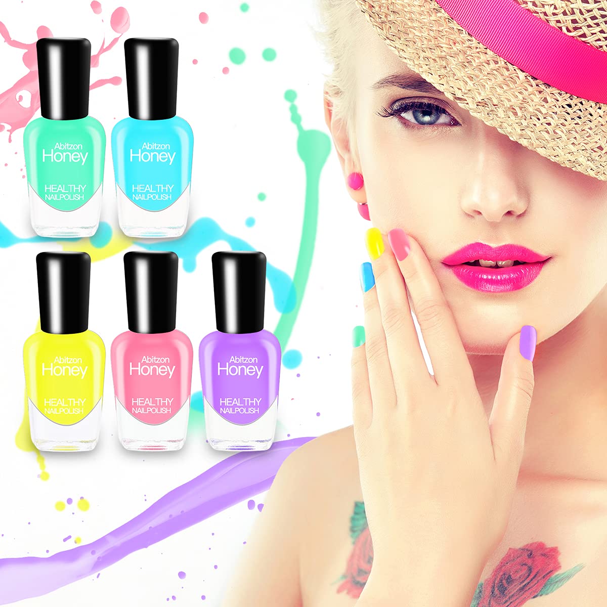 Skiennix Nail Polish Set - 10 Non-Toxic, Eco-Friendly, Quick-Dry Peel-Off Colors
