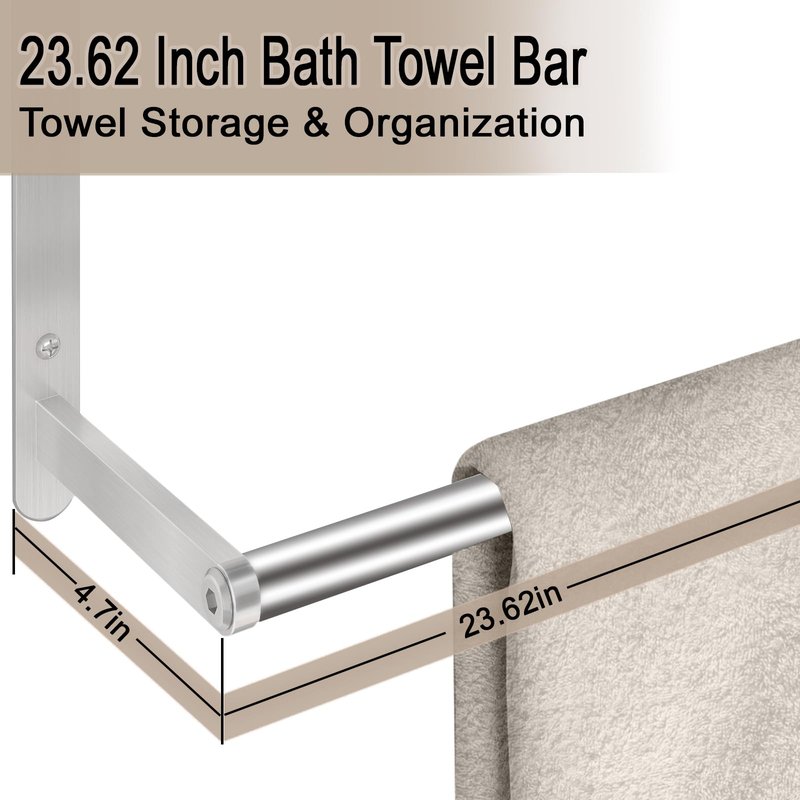 24 inch Towel Racks for Bathroom, VOTZAAQ Towel Shelf with Double Towel Bar, Stainless Steel Towel Storage for Lavatory Wall Mounted, 3-Tier Towel Hanger Towel Holder, Brushed Nickel